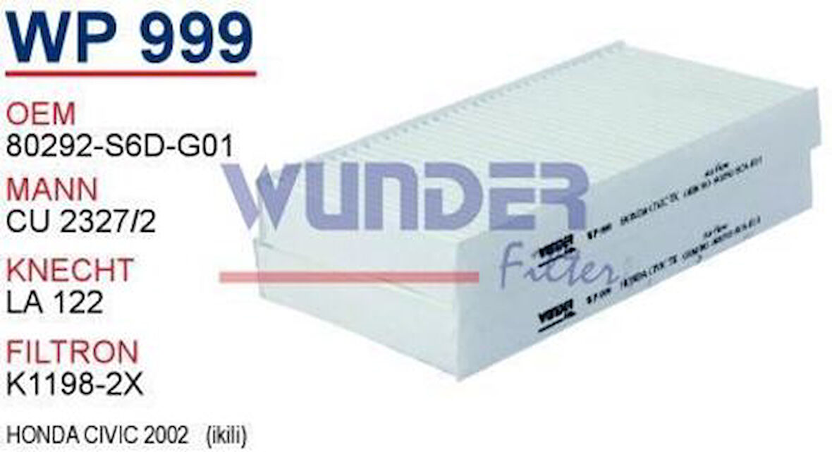 Wunder WP999 Polen Filtresi Honda CRV II-Civic V II 1.6-2.0 Çiftli Cu2327 MRMOEM-1084924
