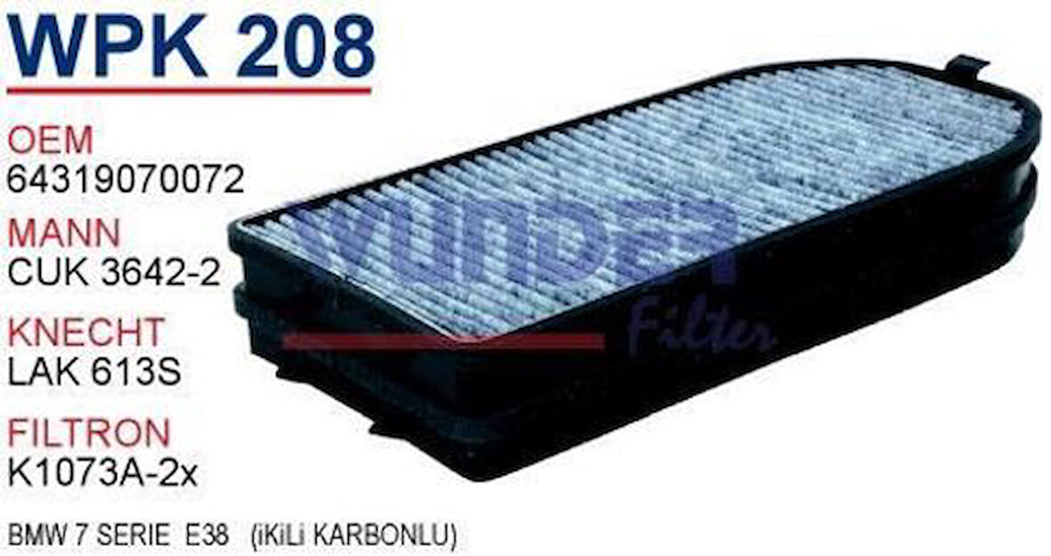 Wunder WPK208 Poeln Filtresi BMW 7 Serie E38 (İkili Karbonlu) MRMOEM-1085012