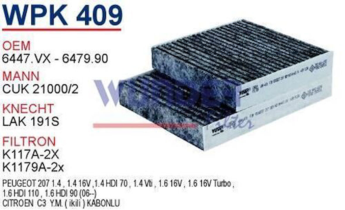 Wunder WPK409 Polen Filtresi Citroen C 3 Y.M Çiftli MRMOEM-1085132