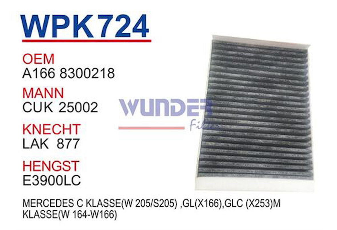 Wunder WPK724 Polen Filtresi Karbonlu Mercedes W 205 S205) .Gl(X166) .Glc (X253) M Klasse(W 164-W166) Cu25002 MRMOEM-1085322