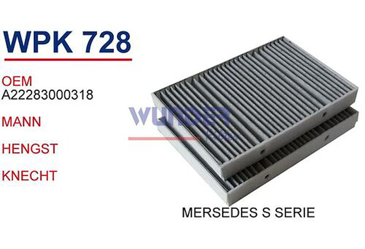 Wunder WPK728 Polen Filtresi Mercedes S-Serie-S300-S350-S400-S500 Fn8727 MRMOEM-1085345