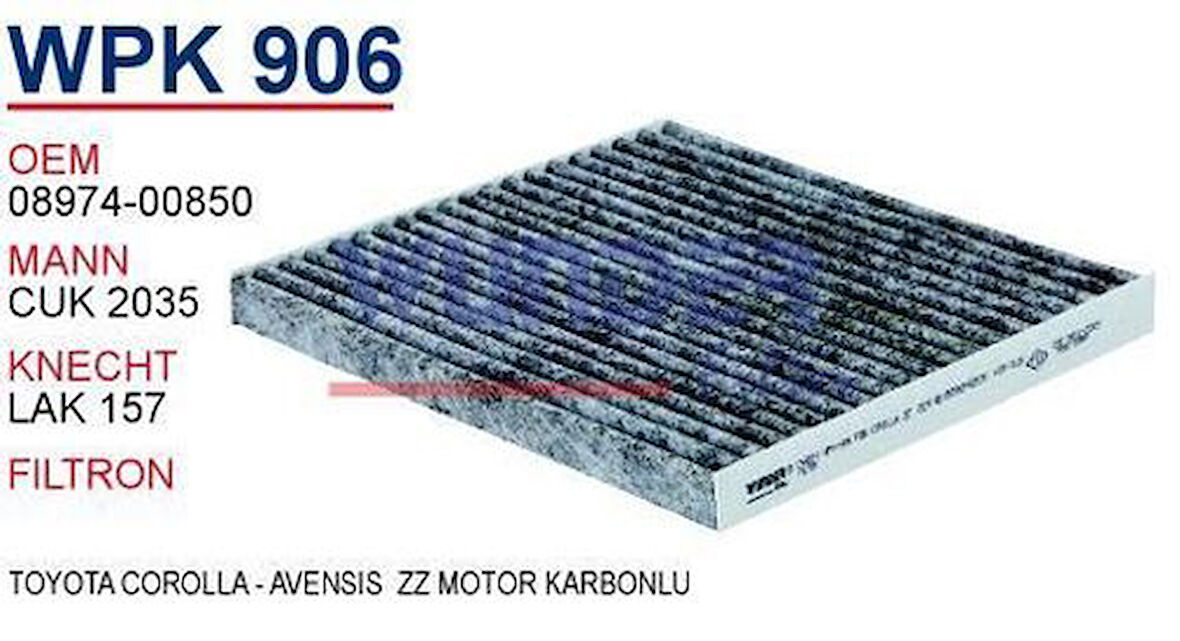 Wunder WPK906 Polen Filtresi Karbonlu Toyota Corolla-Avensis Zz Motor 2002 Cuk2035 MRMOEM-1085381