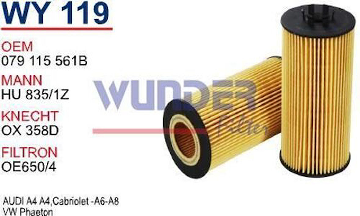 Wunder WY119 Yağ Filtresi Ww Phaeton-Audi A4 Cabriolet-A6-A8 Fn20148 MRMOEM-1085500