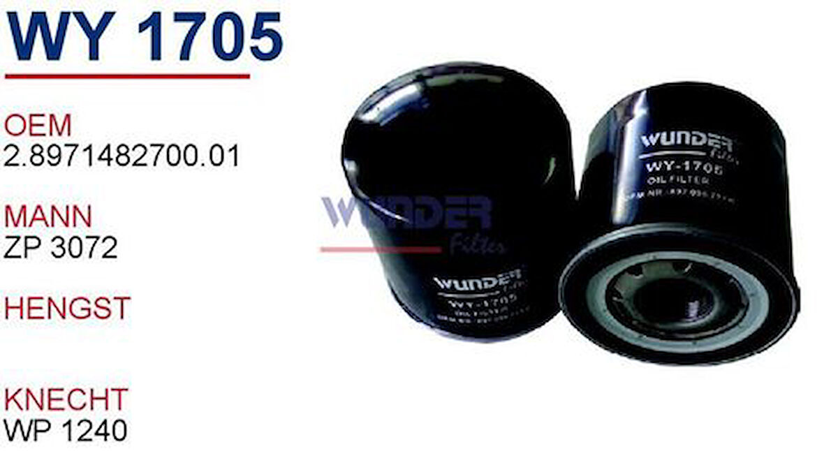 Wunder WY1705 Yağ Filtresi Isuzu Şampiyon Zp3072 WP1240 Fn0138 X MRMOEM-1085559