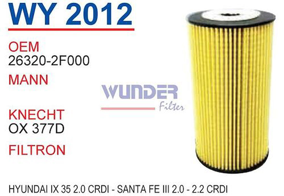 Wunder WY2012 Yağ Filtresi ix35 10-Sorento 10-Sportage 10- MRMOEM-1085569