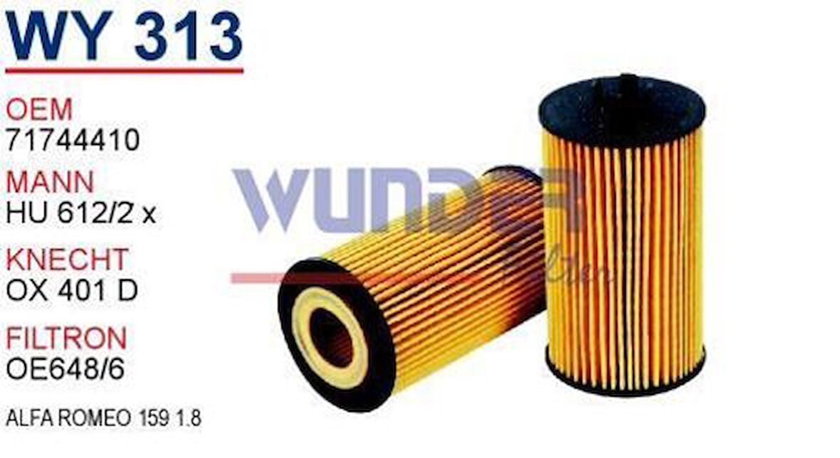 Wunder WY313 Yağ Filtresi Alfa Romeo 159 1.8 Fn0160 MRMOEM-1085632