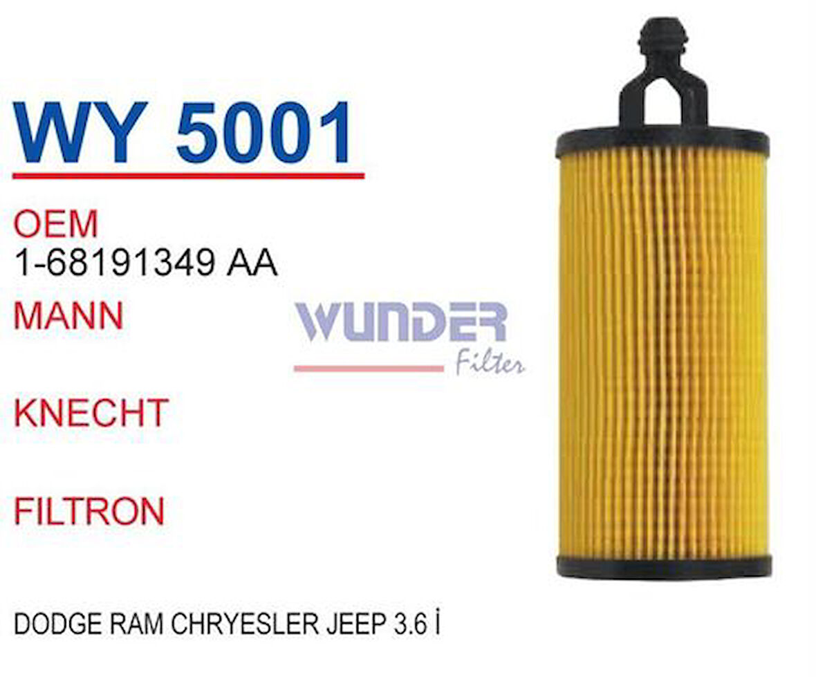 Wunder WY5001 Yağ Filtresi Dodge RAM Chrysler Jeep 3.6L Fn20154 MRMOEM-1085661