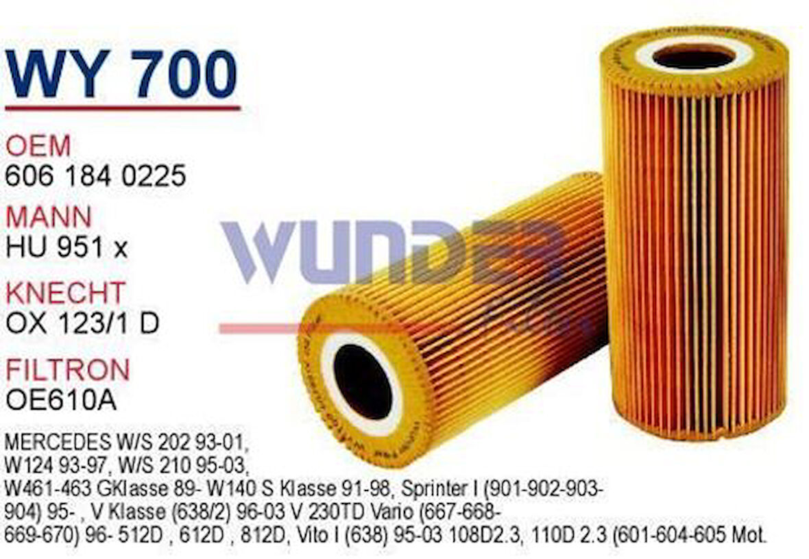 Wunder WY700 Yağ Filtresi Mercedes MAN Hu951X Fn0184 MRMOEM-1085683