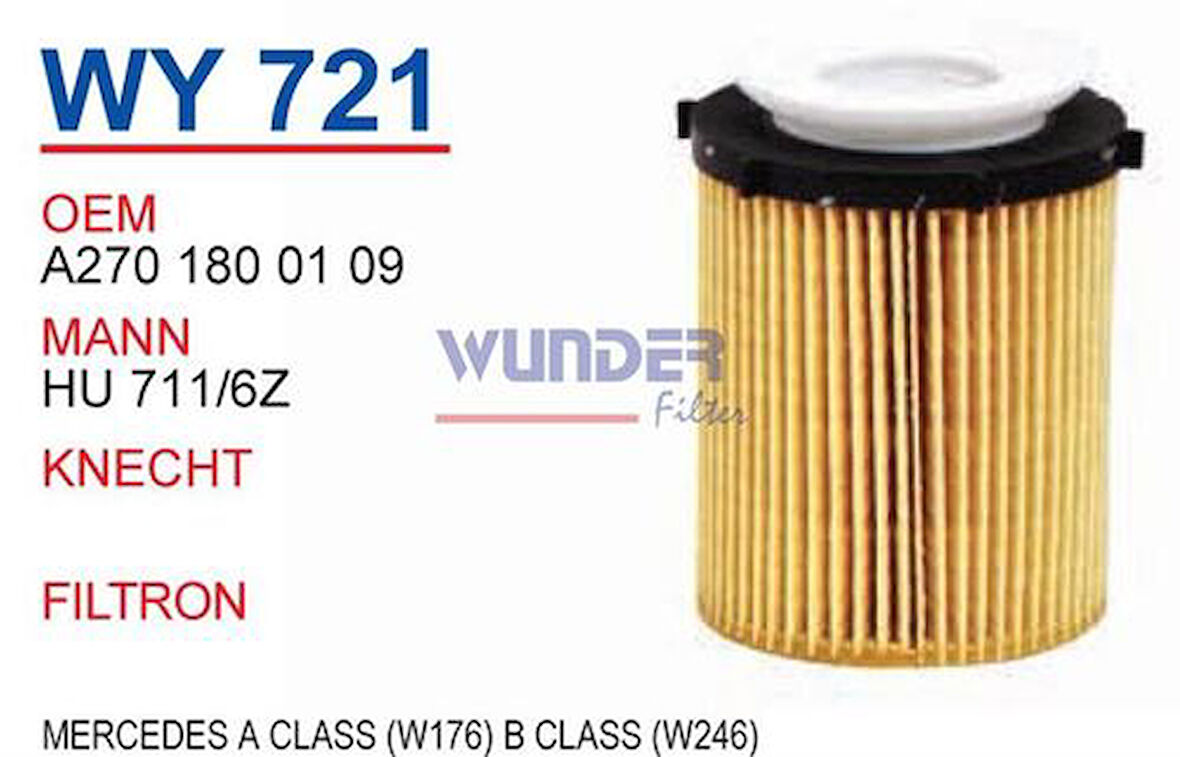 Wunder WY721 Yağ Filtresi Mercedes W176 W246 W204 12-Hu711 6Z Fn1089A MRMOEM-1085705