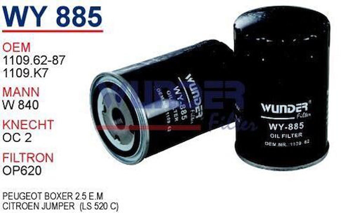 Wunder WY885 Yağ Filtresi Citroen Jumper (Ls 520 C) Fn1021 MRMOEM-1085722