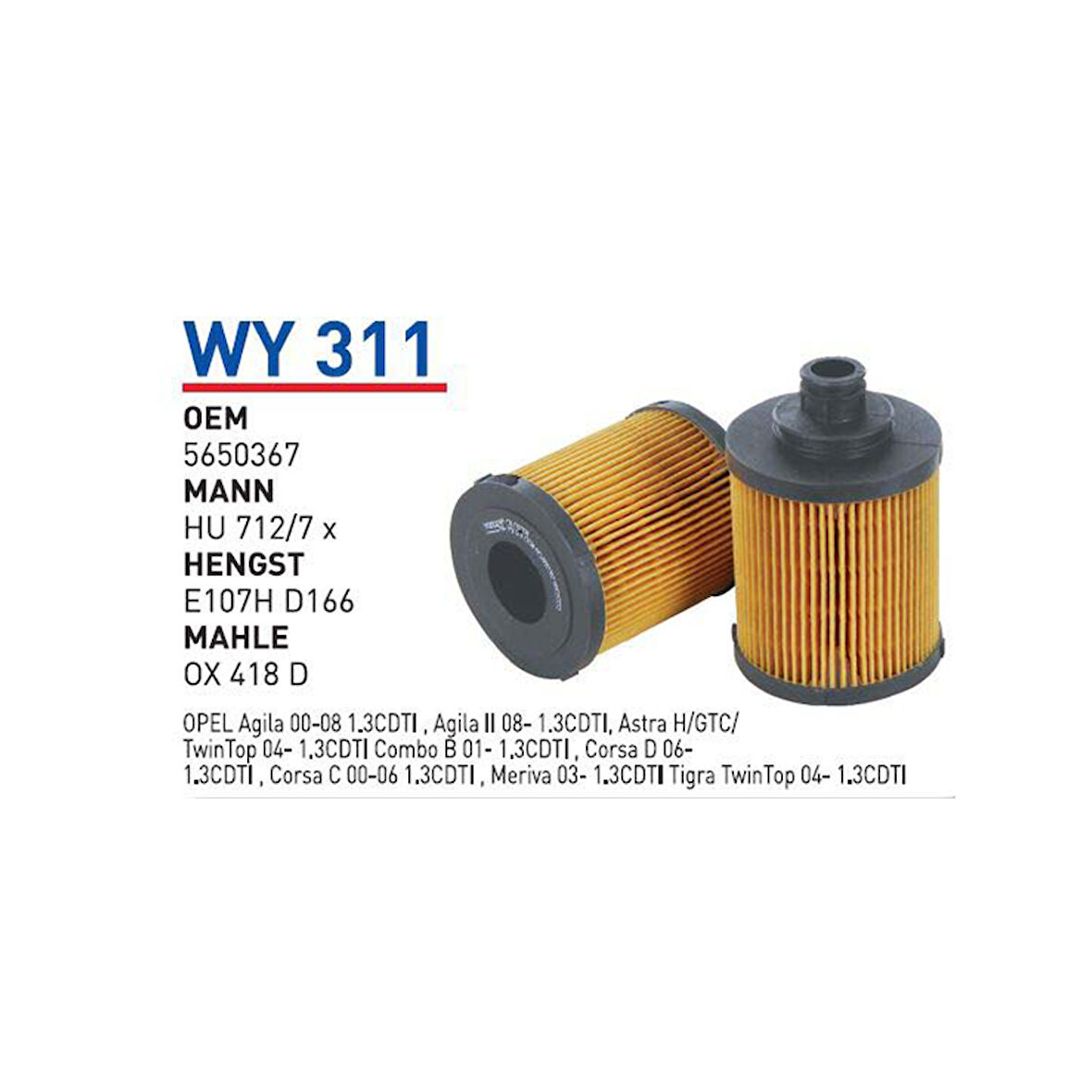 YAĞ FİLTRESİ (CORSA-C Z13DT) 650220WUN