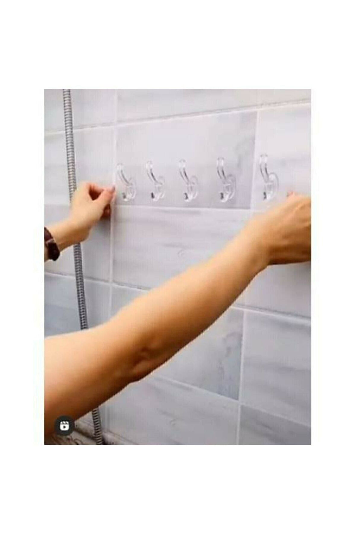 Kendinden Yapışkanlı Güçlü Şeffaf 5'li Askılık - Kapı Arkası Mutfak Duvar Banyo