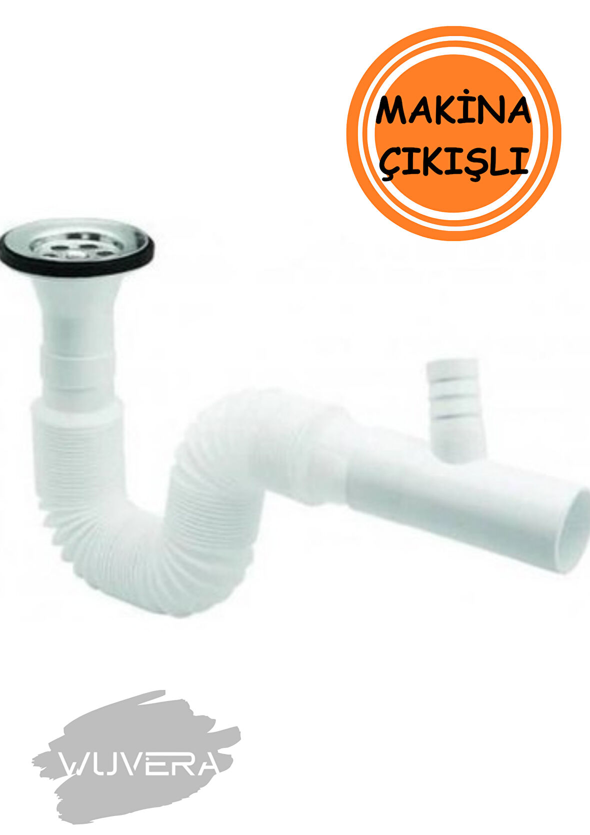 WUVERA Çamaşır ve Bulaşık Makinesi Çıkışlı Lavabo Sifonu - Körüklü, 35-75 cm