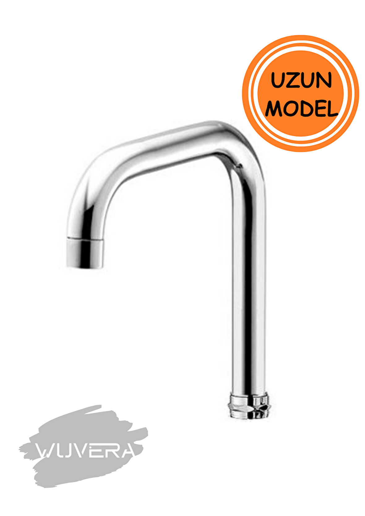 Wuvera L Boru Eviye Musluk Başlığı – Krom Kaplama, Sızdırmaz, Aç-Kapa Uyumlu UZUN TİP