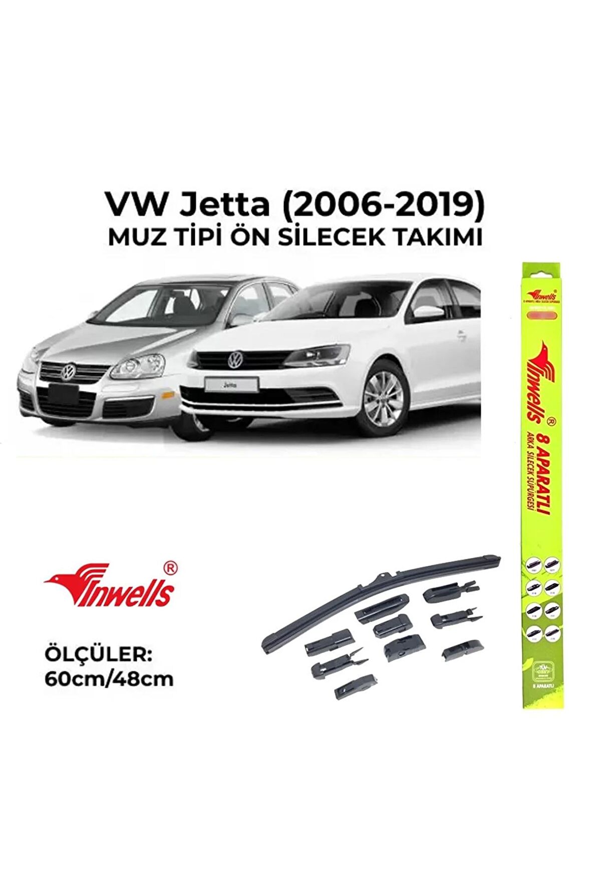Volkswagen Jetta (2006-2019) Ön Silecek Takımı 600x480mm (aparatlı) -