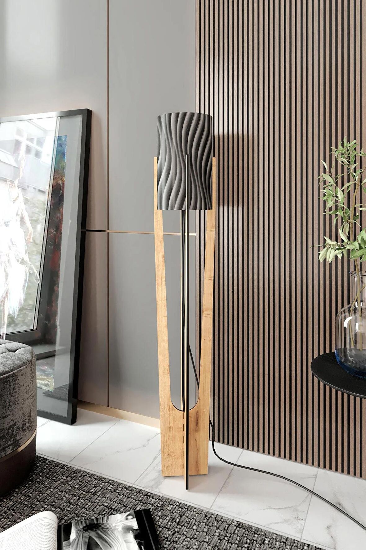 MESSER-MEŞE-MİNİMALİST LAMBADER-GRİ-GUAJ