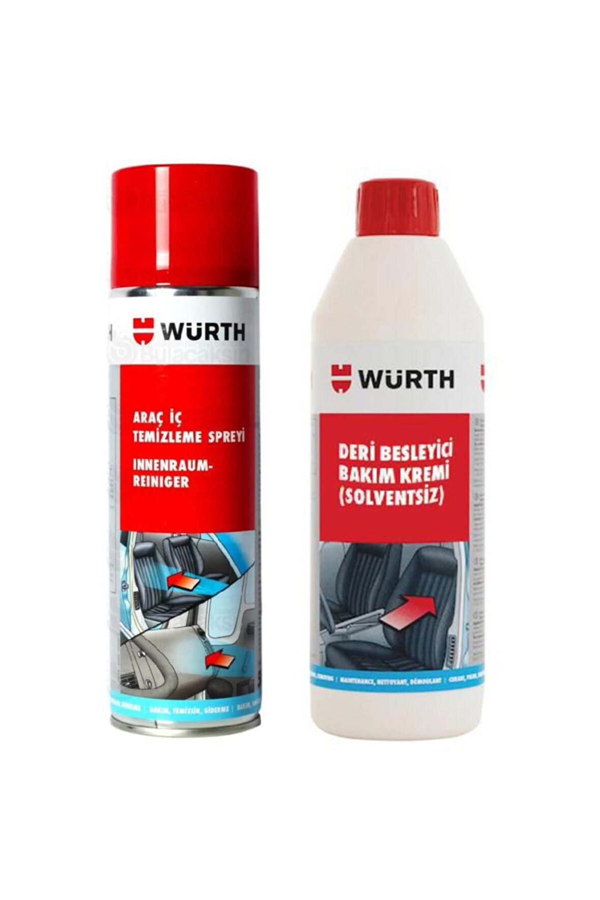 Würth Deri Besleyici Bakım Kremi + Araç İçi Temizleme Spreyi 500ml