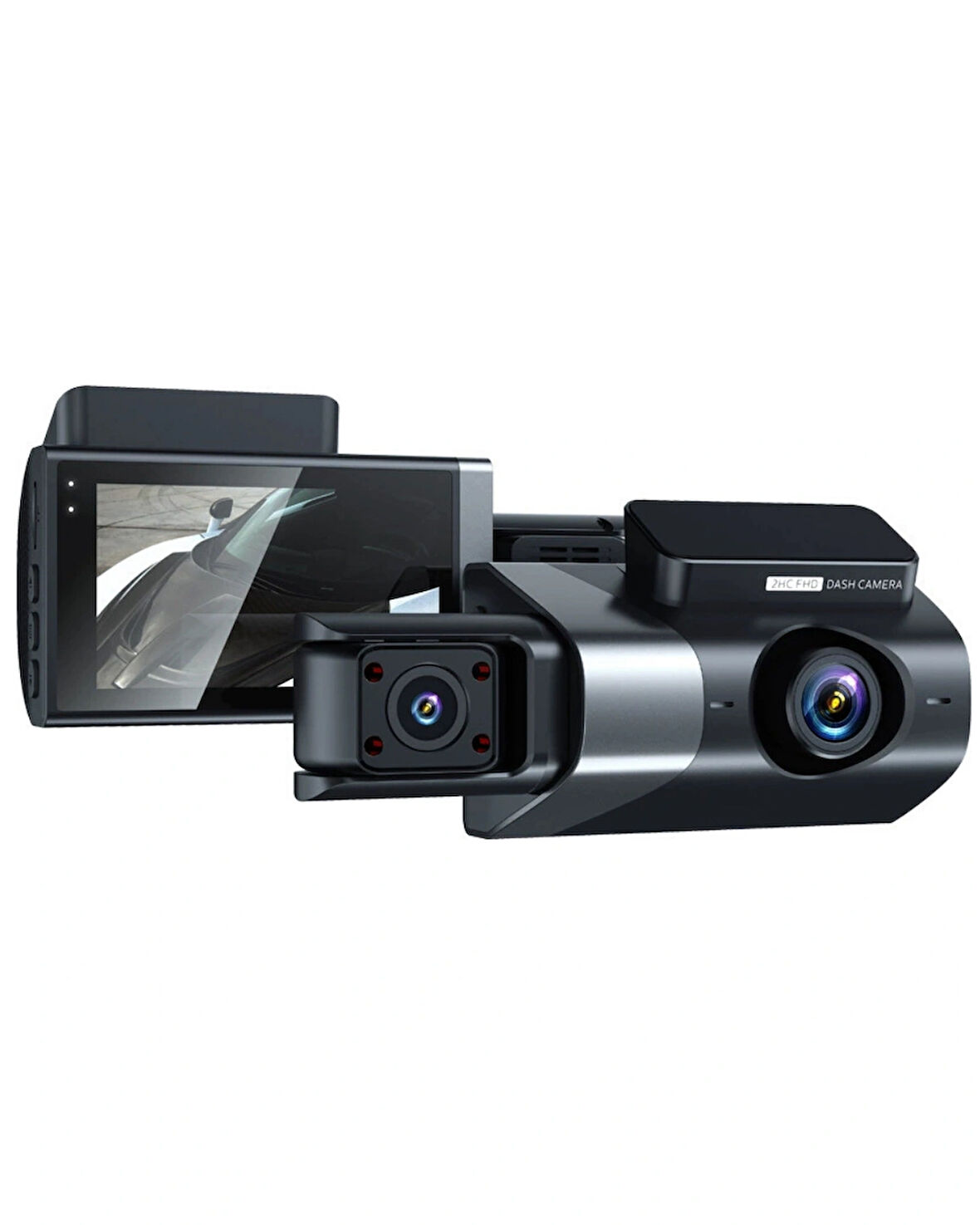 Full HD 1080P 3 Lensli WiFi Destekli Araç Kamerası + Geri Görüş DVR