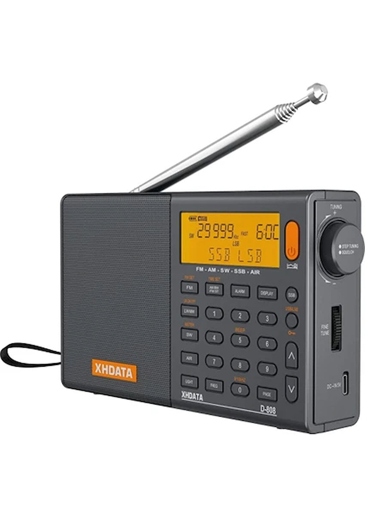 XHDATA D-808 Taşınabilir Dijital Radyo Fm Stereo/sw/mw/lw Ssb Rds Hava Bandı LCD Ekranlı