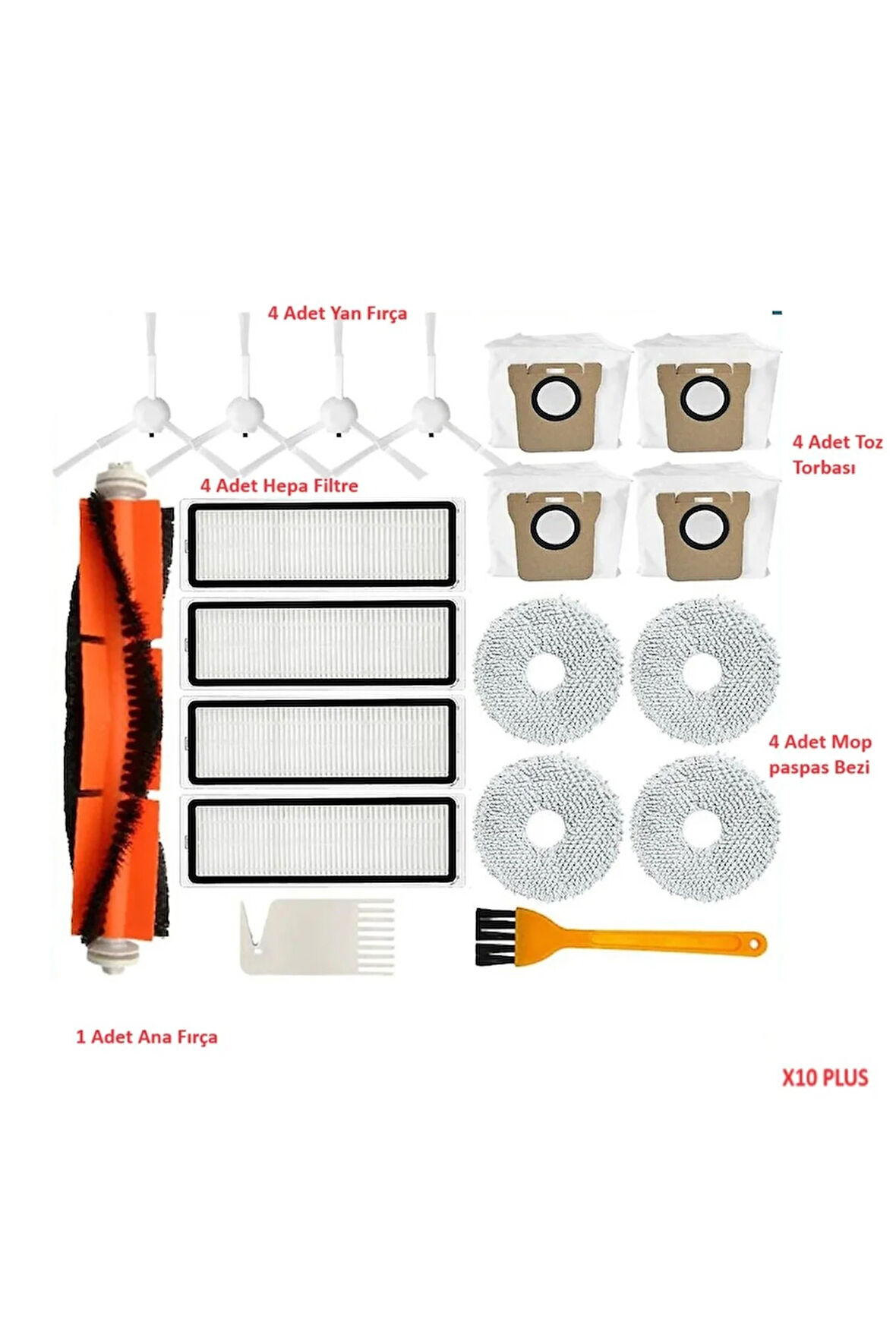 XIAOMI X10 Plus + Uyumlu  Fırça Filtre Paspas Mop Yedek Parça