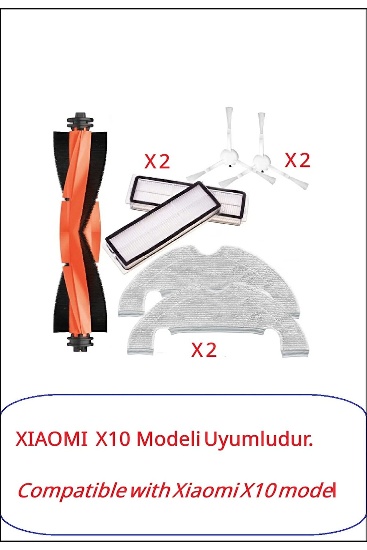 X I A O M I X10 Robot süpürge modeli ile uyumlu yedek parça Fırça seti