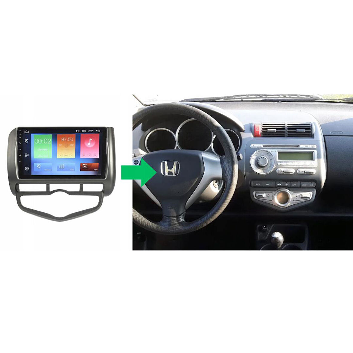 Honda Jazz Dijital Klima Android Multimedya Sistemi 4-64 Cadence (2002-2008)+ Dört Bölge 360 Derece Kamera Sistemi Hediye