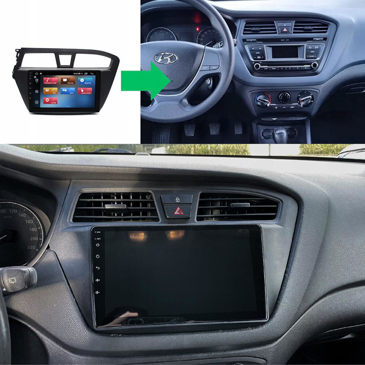 Hyundai İ20 Android Multimedya Sistemi 4-64 Cadence (2014-2017)+ Dört Bölge 360 Derece Kamera Sistemi Hediye
