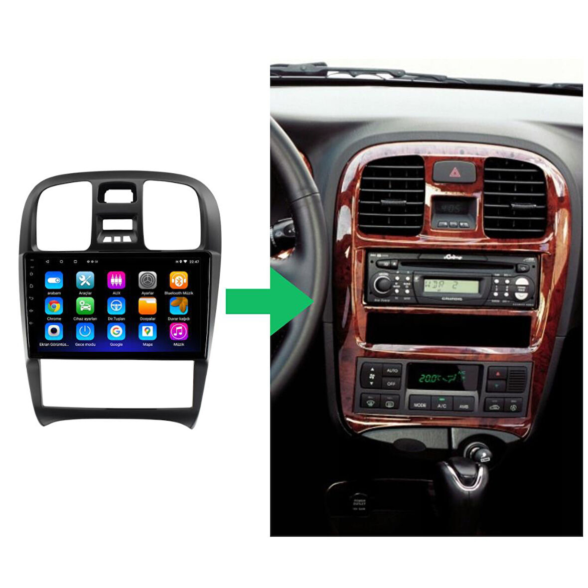 Hyundai Sonata Android Multimedya Sistemi 4-64 Cadence (2004-2005)+ Dört Bölge 360 Derece Kamera Sistemi Hediye