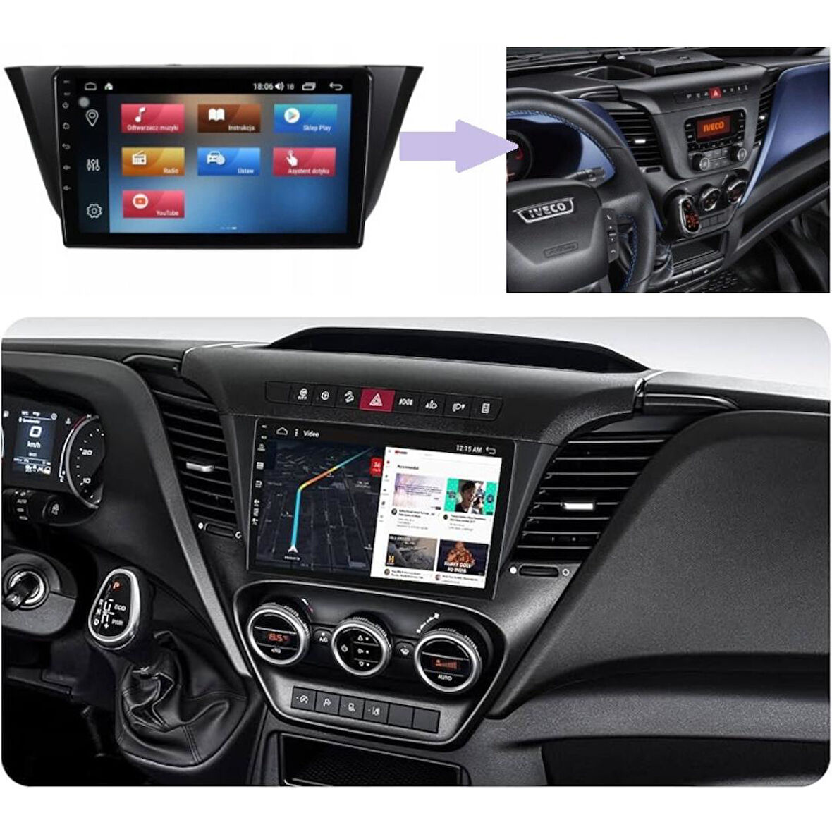 Iveco Daily Android Multimedya Sistemi 4-64 Cadence (2015-2018)+ Dört Bölge 360 Derece Kamera Sistemi Hediye