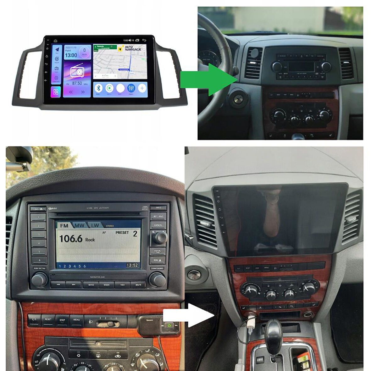 Jeep Grand Cherokee Android Multimedya Sistemi 4-64 Cadence (2006-2007)+ Dört Bölge 360 Derece Kamera Sistemi Hediye