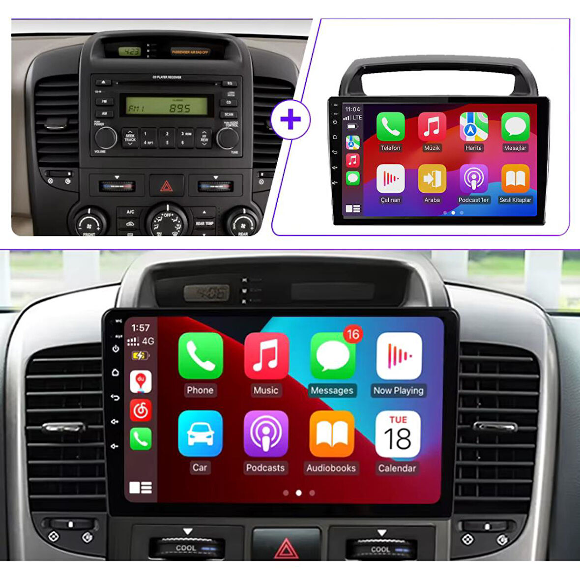 Kia Carnival Android Multimedya Sistemi 4-64 Cadence (2007-2009)+ Dört Bölge 360 Derece Kamera Sistemi Hediye