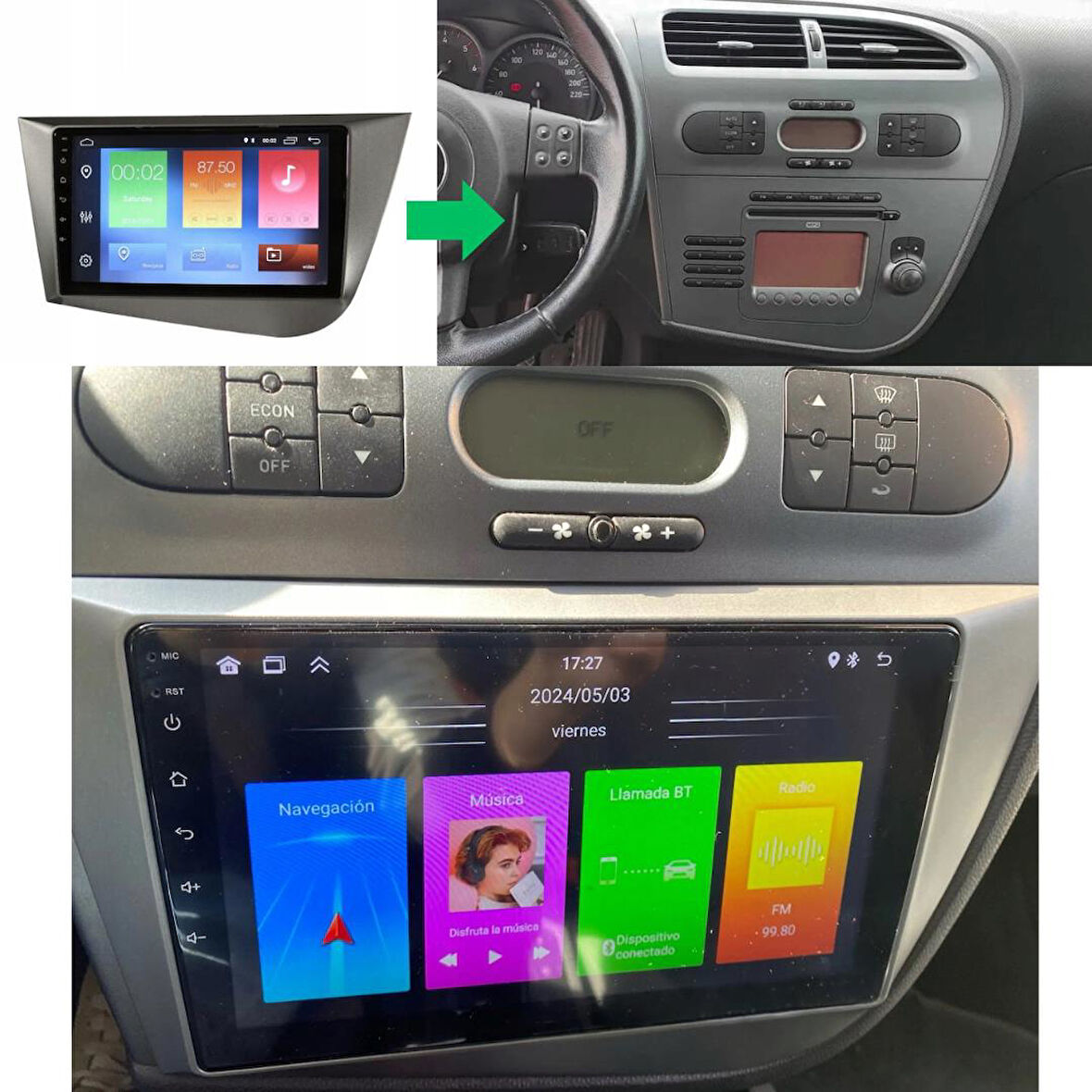 Seat Leon Android Multimedya Sistemi 4-64 Cadence (2006-2010)+ Dört Bölge 360 Derece Kamera Sistemi Hediye