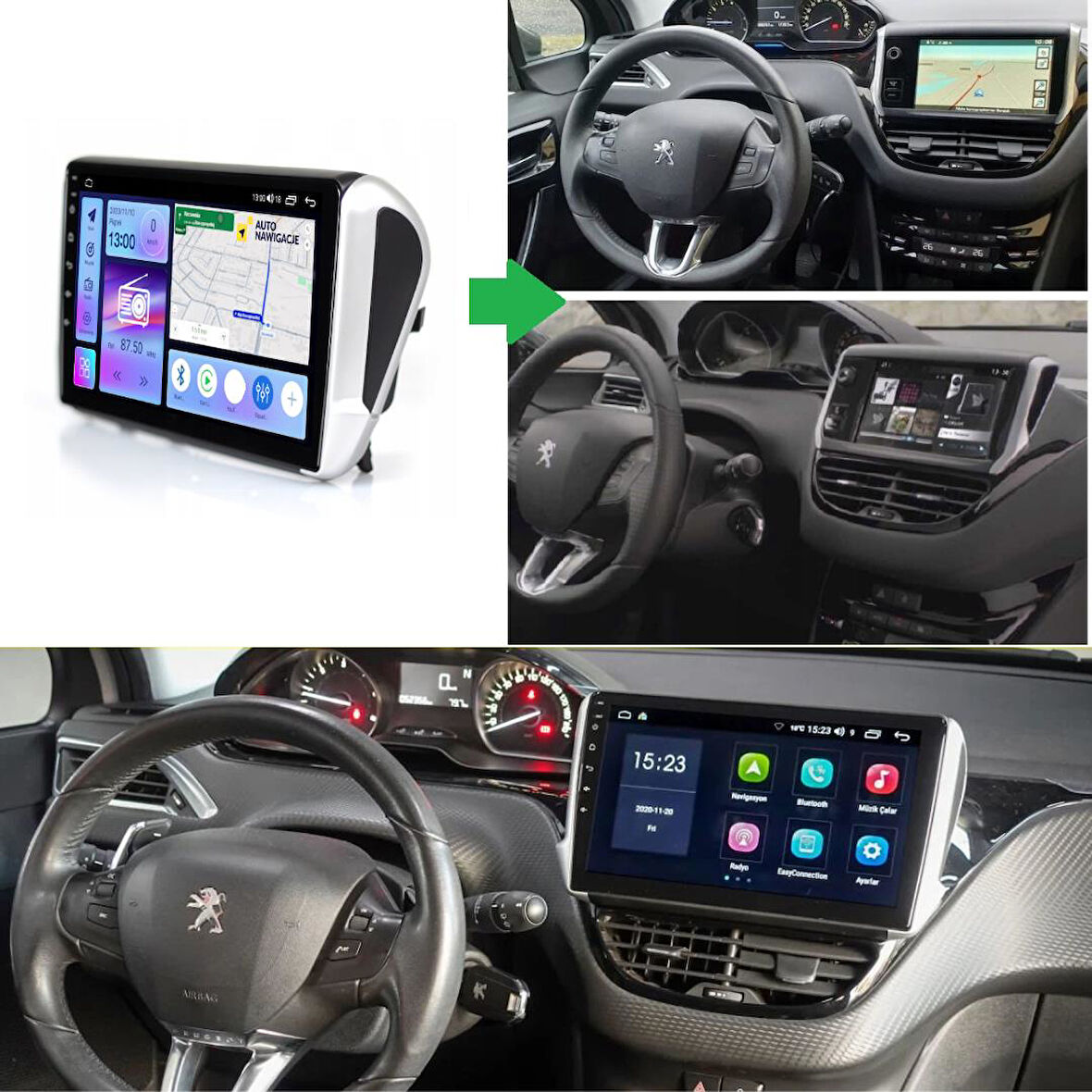 Peugeot 208 Android Multimedya Sistemi 4-32 Blueway (2013-2019)
