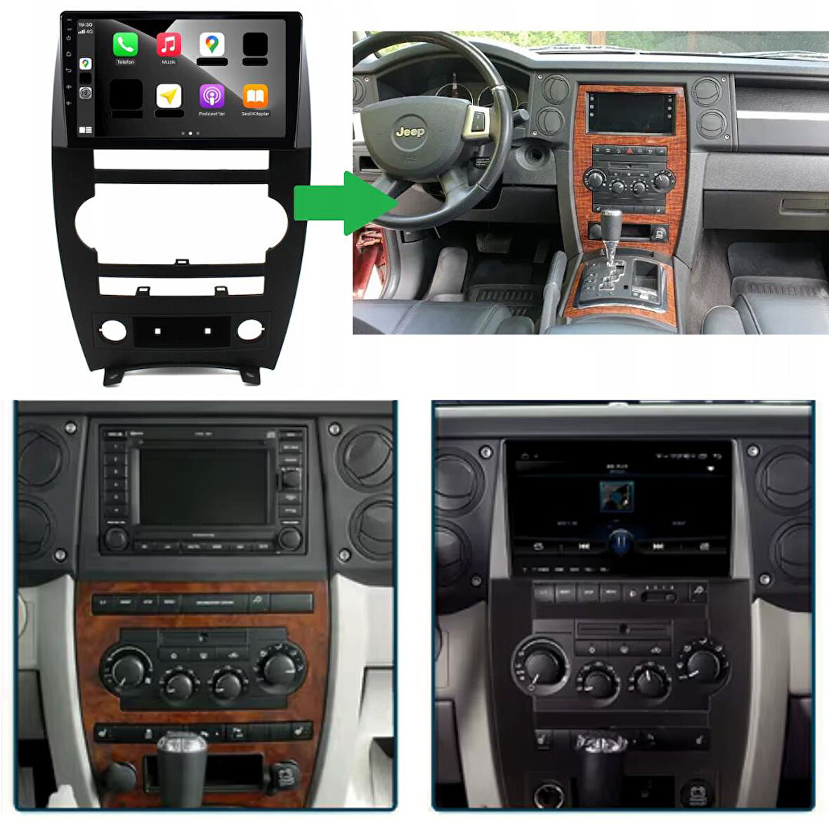 Jeep Comander 2K Çözünürlükte Ekran Android 15 Multimedya Sistemi 8+256 Myway (2005-2010)