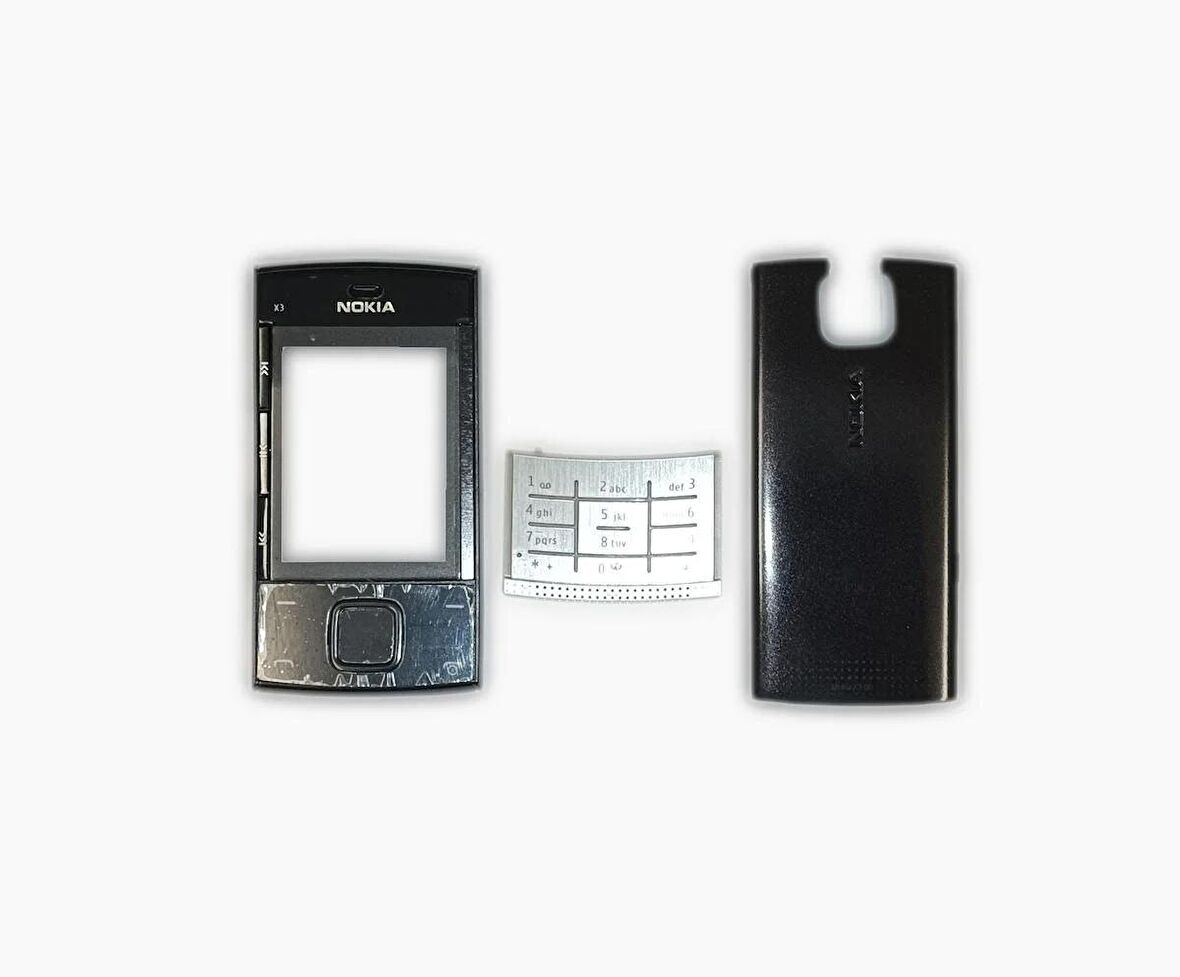 Nokia X3 Kapak Nokia X3-00 uyumlu Siyah Renk ön Kapak Arka Kapak ve Tuş Takımı