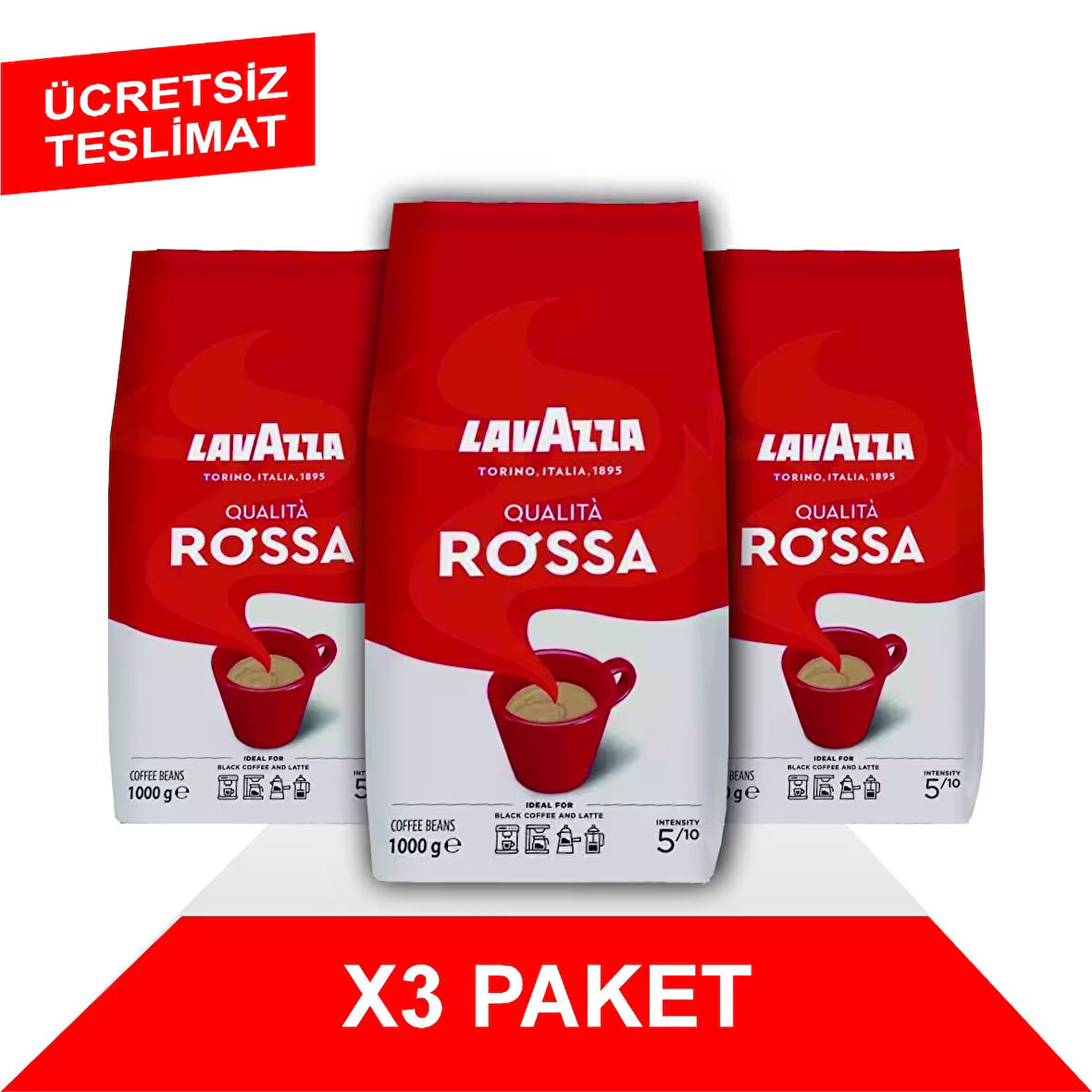 Qualità Rossa Çekirdek Kahve (1000gr) x3
