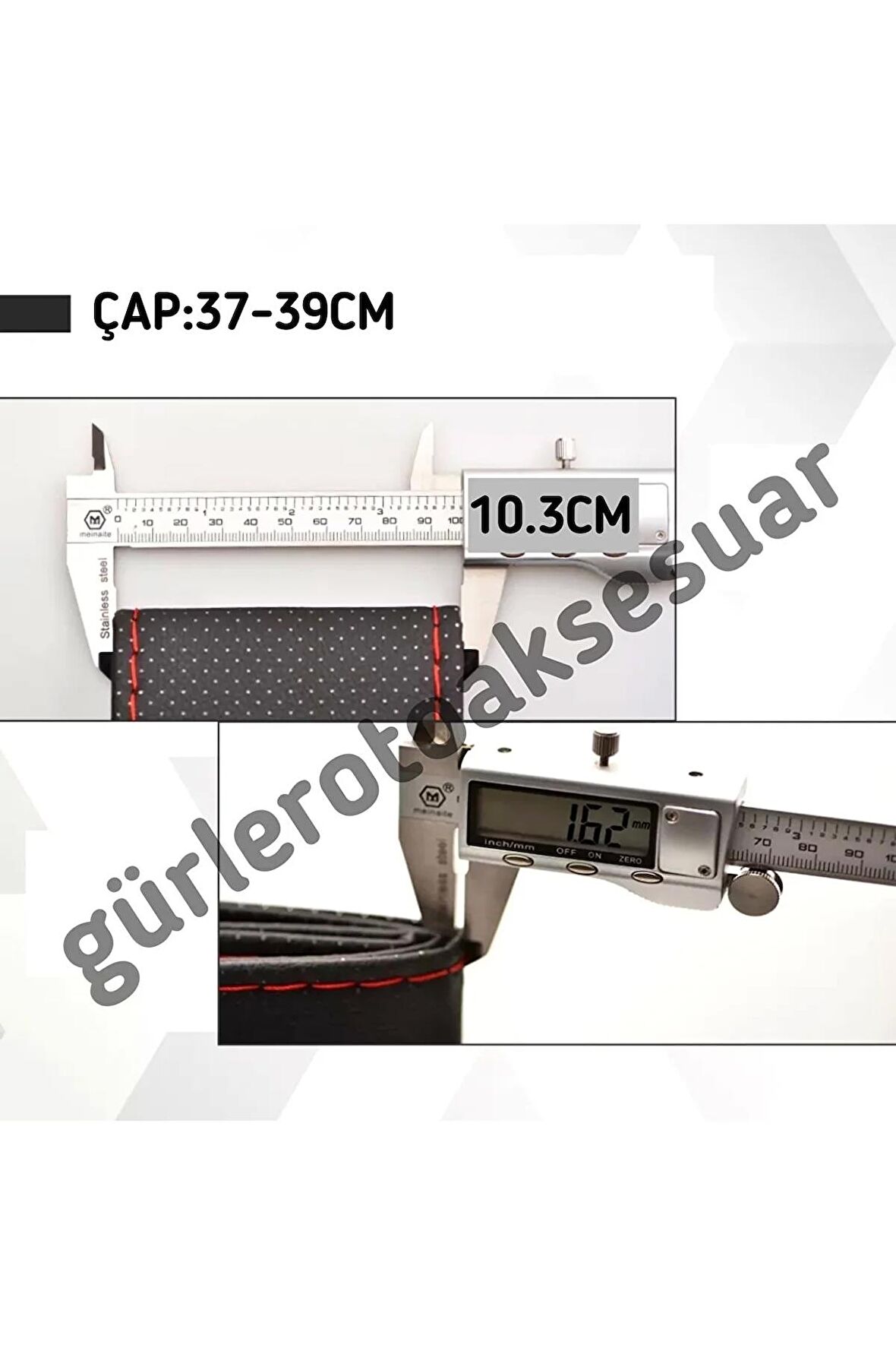Bmw X5 Uyumlu Dikmeli Direksiyon Kılıfı Iki Renkli Yüzüklü Kırmızı