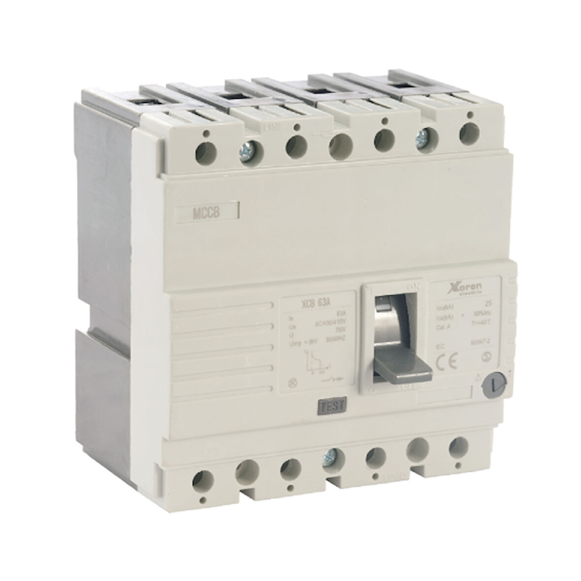 XKOREN 250A 35kA 4 Kutuplu Termik Ayarlı/Manyetik Sabit Tip AF Tip 250 Kasa Kompakt Şalter