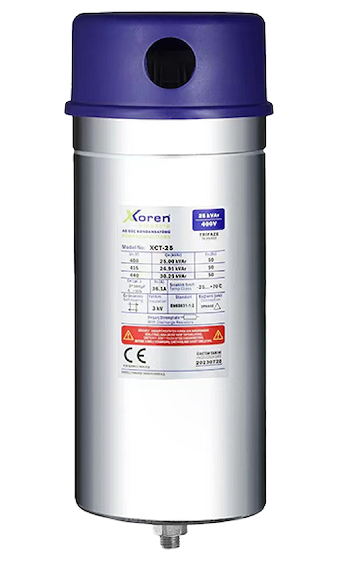 Xkoren 20 kVAr / 28.9A / 400V / 3x132.666UF / Trifaze Güç Kondansatörü
