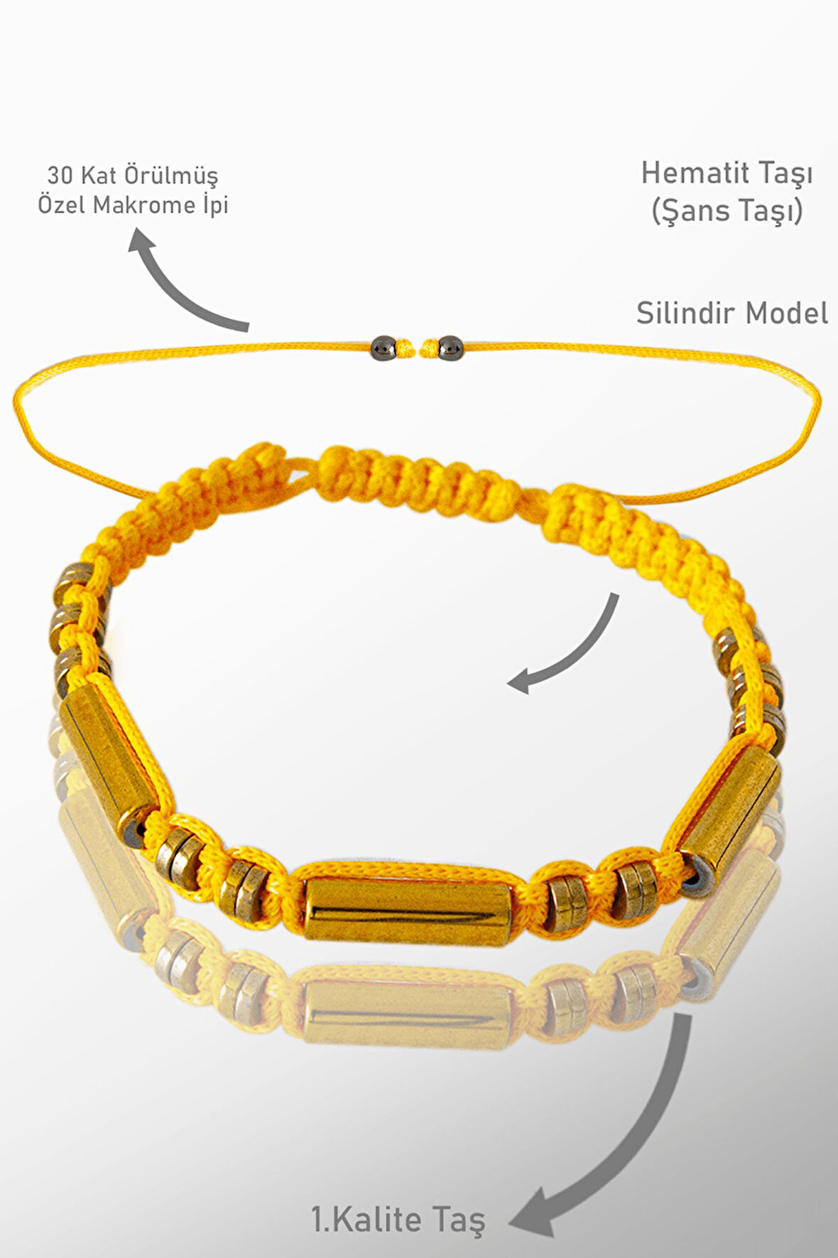 Sertifikalı Gerçek Gold Hematit Taşı Bileklik - Ayarlamalı