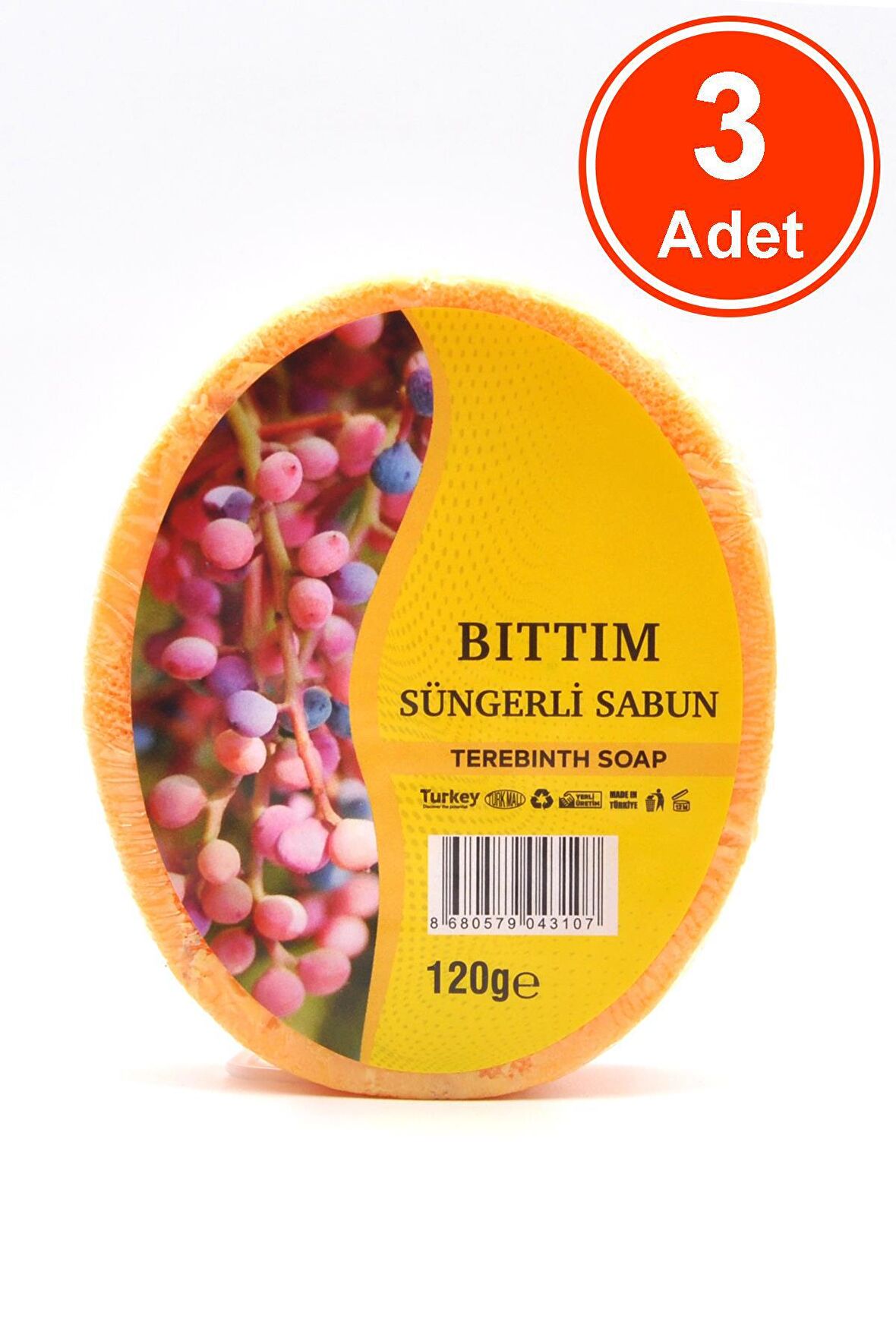 Bıttım Özlü Süngerli Sabun Banyo Duş Sabunu 120 G x 3 Adet