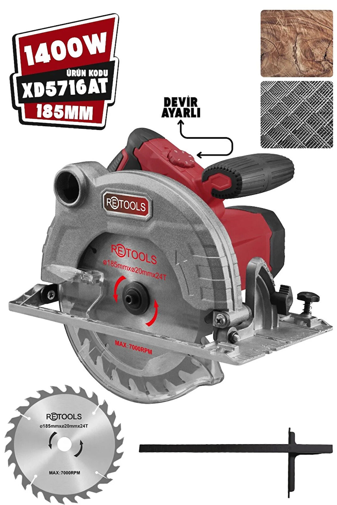 RETOOLS XD5716AT 1400W 185 MM DEVİR AYARLI DAİRE TESTERE