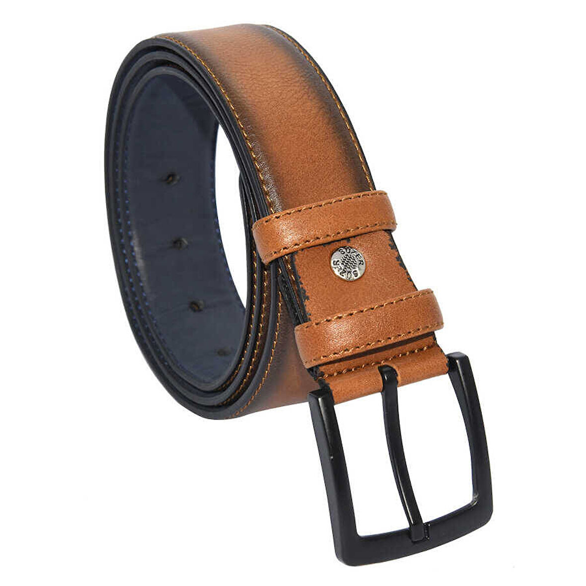 Taba Suni Deri Dikişli Model 4 cm.lik Klasik Kemer
