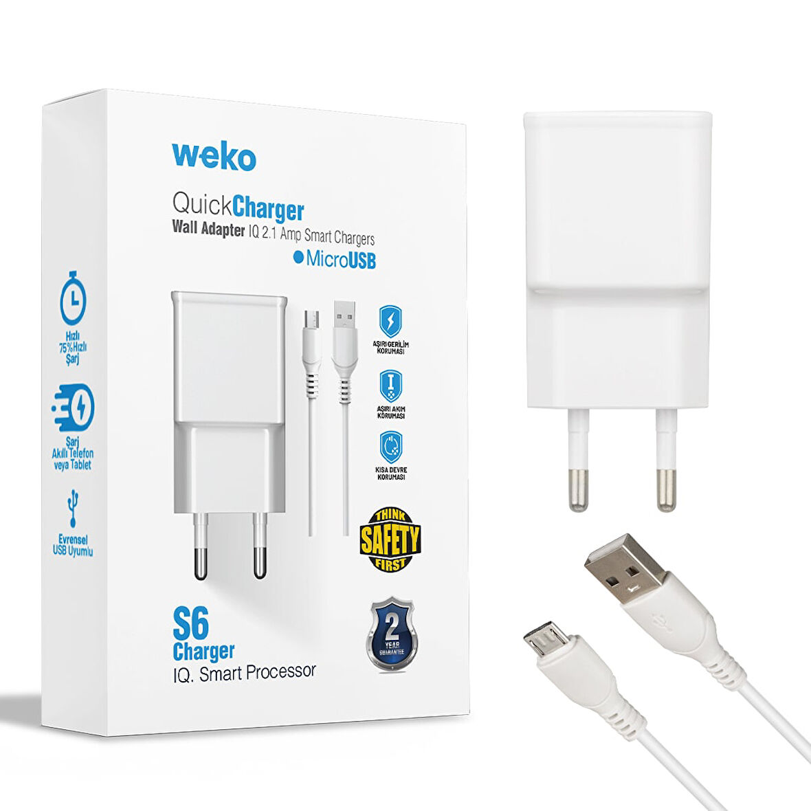 WK-21434 S6 2.1 AMPER ŞARJ BAŞLIK ADAPTÖRÜ + MICRO USB KABLO