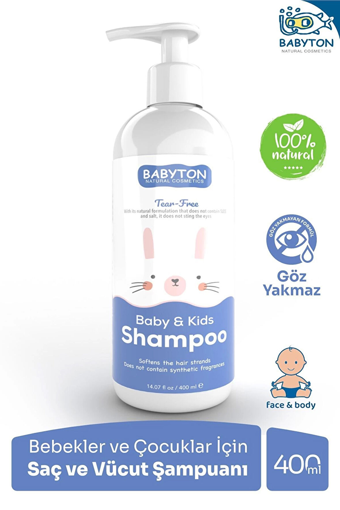 Babyton Göz Yakmayan Doğal Bebek ve Şampuanı 400 ml