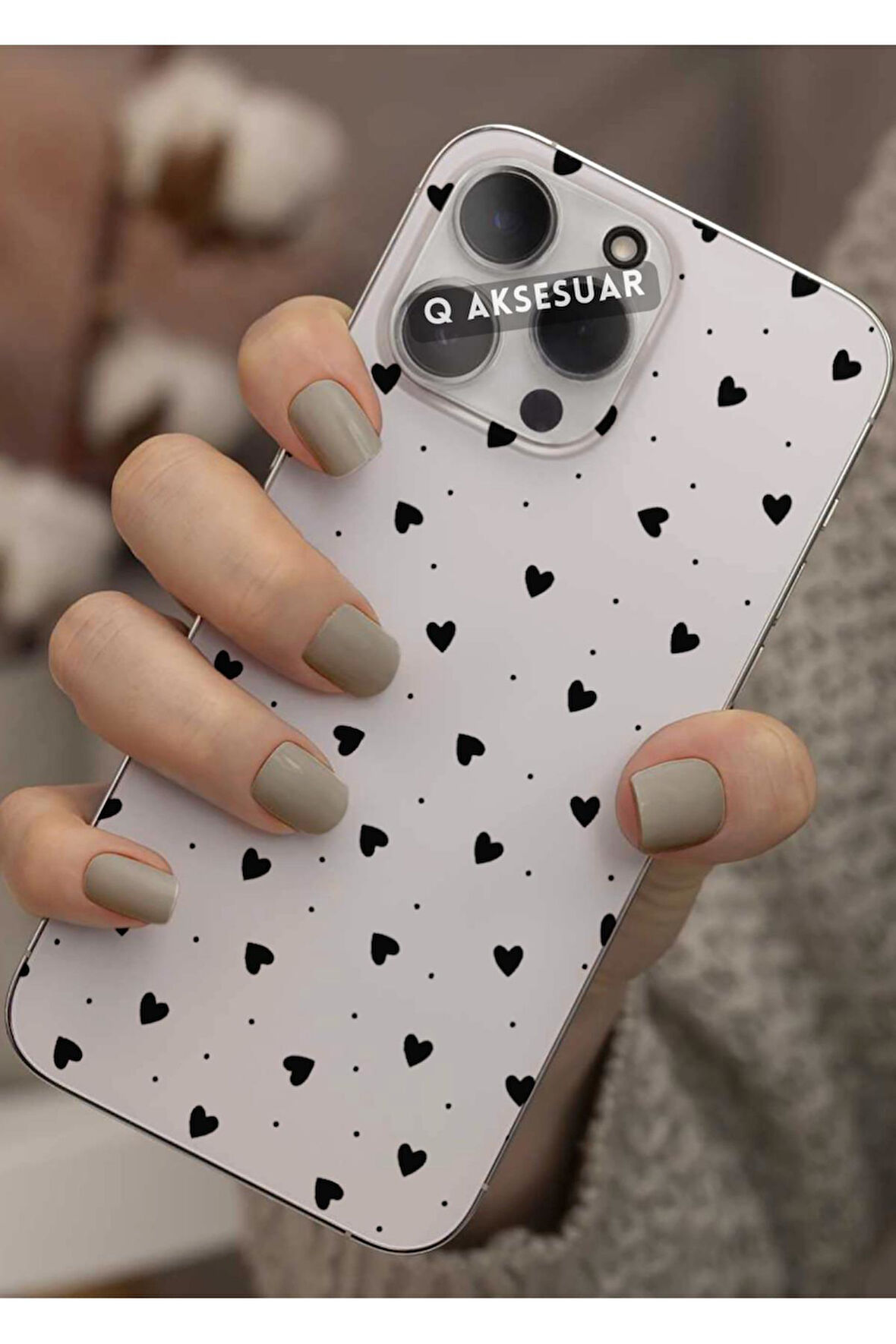 Xiaomi Mi 10T Pro Uyumlu Mini Siyah Kalp Tasarımlı Şeffaf Telefon Kılıfı Kapak Case