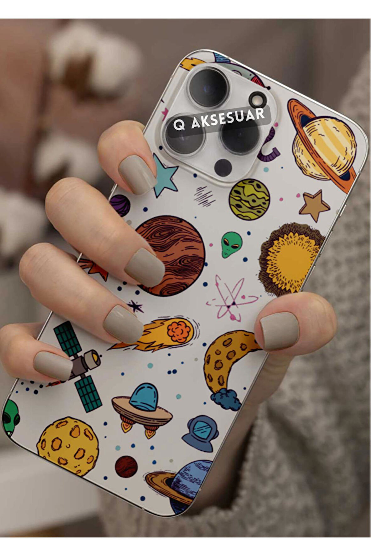 Xiaomi Mi 10 Ultra Uyumlu Gezegenler Tasarımlı Şeffaf Telefon Kılıfı Kapak Case