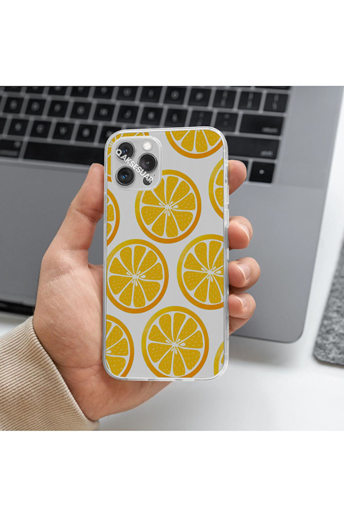 Xiaomi Redmi 9C Uyumlu Portakal Tasarımlı Premium Şeffaf Telefon Kılıfı