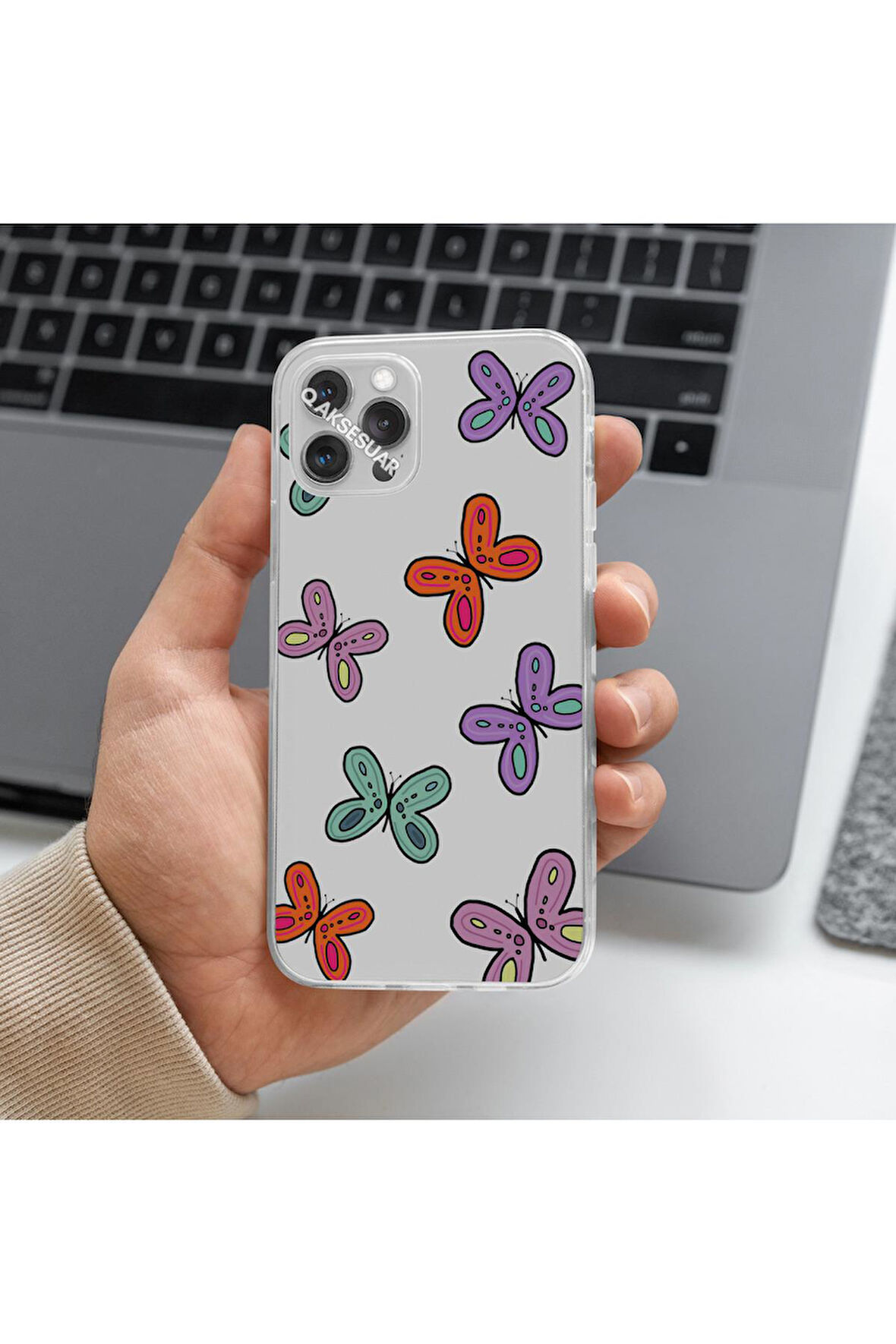 Xiaomi Redmi Note 11SE Uyumlu Kelebek Tasarımlı Premium Şeffaf Telefon Kılıfı