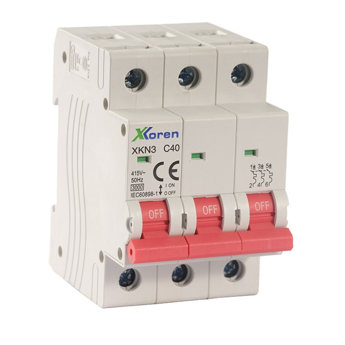 Xkoren 10kA 3P C Tipi 40A Otomatik Sigorta (4 Adet) (Kutu)